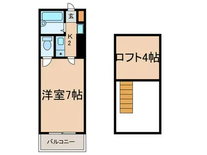 サンシャイン高丸(1K/1階)の間取り写真