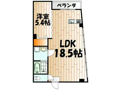 三萩野ビル(1LDK/3階)の間取り写真
