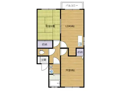 サンベルク鹿嶋 B棟(2LDK/2階)の間取り写真