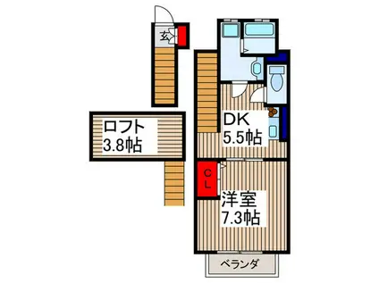 誉蔵弐番館(1DK/2階)の間取り写真