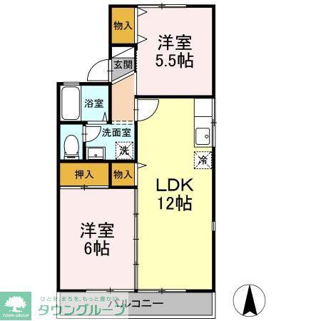 デュエットI(2LDK/2階)の間取り写真