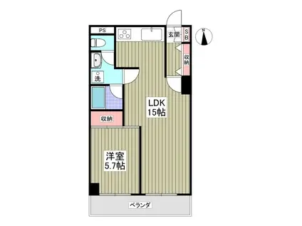 セントラルグリーンマンション(1LDK/7階)の間取り写真