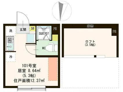 CACHETTE 豊島園(ワンルーム/1階)の間取り写真