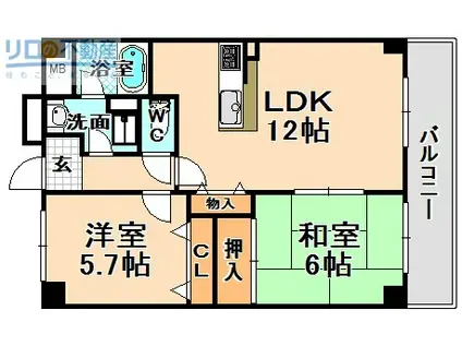 HIYODORI(2LDK/5階)の間取り写真