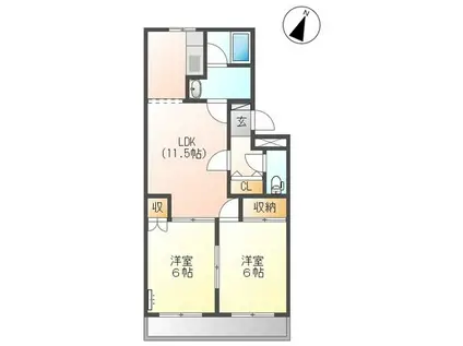 メゾンドリベンテ(2LDK/2階)の間取り写真