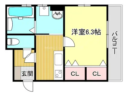 ウエストコミタリアI(1K/1階)の間取り写真
