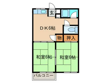 サンライズ福塚(2DK/2階)の間取り写真