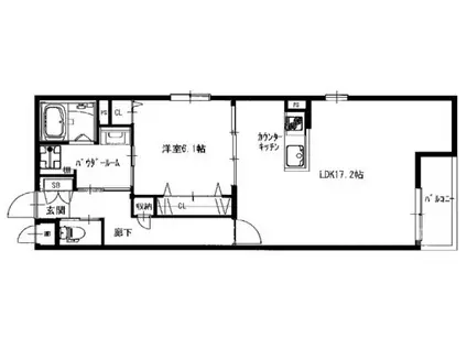 COMFY COURT 五条西洞院(1LDK/2階)の間取り写真