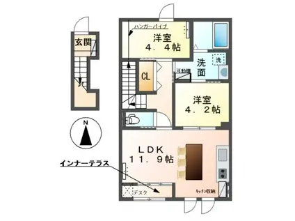 クレシアIV(2LDK/2階)の間取り写真