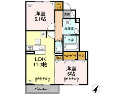 MIRADOR(2LDK/1階)の間取り写真