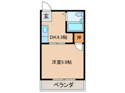 サンハイツ天道(1DK/3階)の間取り写真