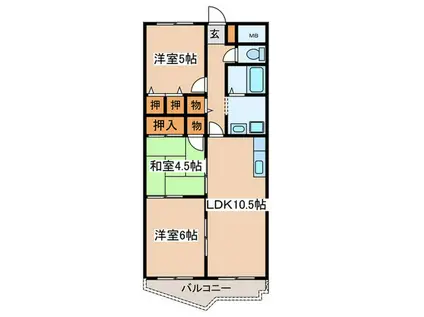 ビューラー西湘(3LDK/2階)の間取り写真