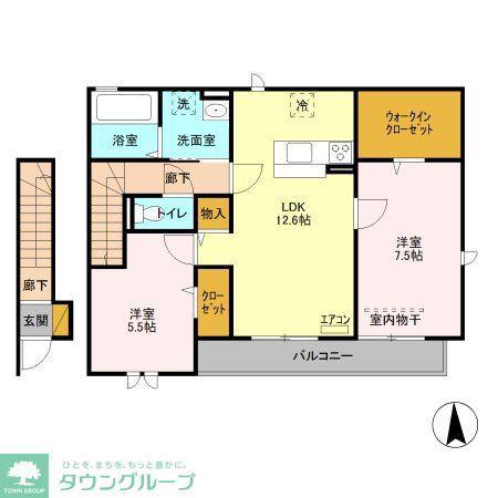 ハナミズキ(2LDK/2階)の間取り写真