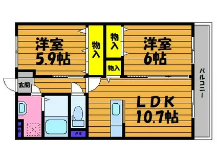 ファミーユSWII(2LDK/1階)の間取り写真