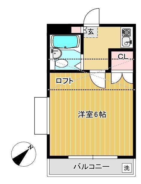 ノースバレー(1K/1階)の間取り写真