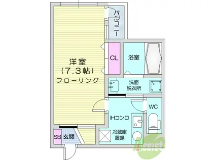 EXGRANDE長町1丁目(1K/1階)の間取り写真