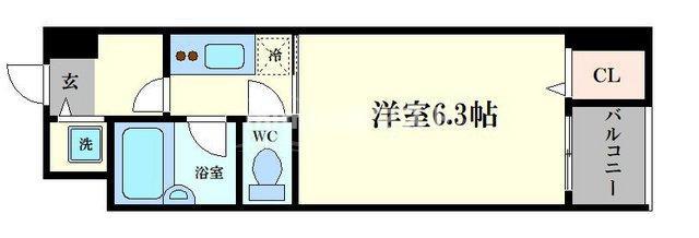 ベルシモンズ大阪港(1K/1階)の間取り写真
