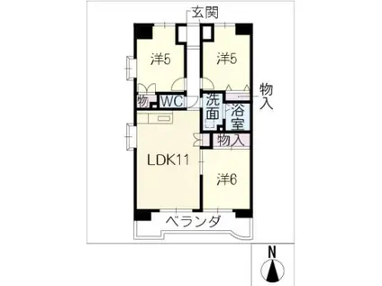 ジョイフル春日(3LDK/7階)の間取り写真