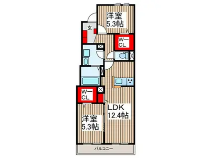 ラ メゾン パルフェ(2LDK/2階)の間取り写真