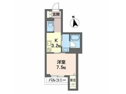 ベレオ小坂本町(1K/2階)の間取り写真