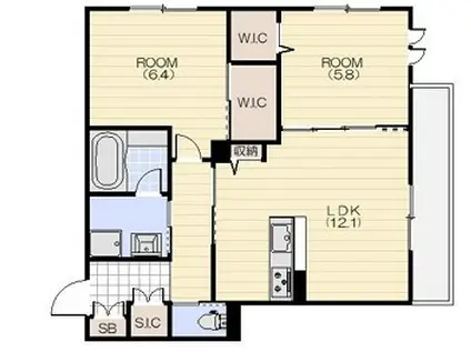 グリーンフォレスト西宮9(2LDK/3階)の間取り写真