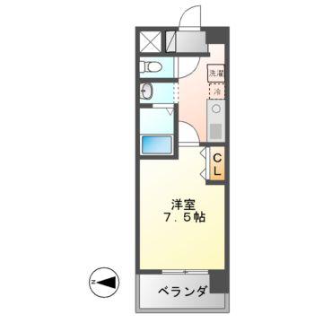 グランカーサ千代田(1K/5階)の間取り写真