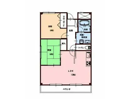 神辺中央マンション(2LDK/3階)の間取り写真