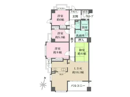 芦屋西山アーバンライフ(4LDK/2階)の間取り写真