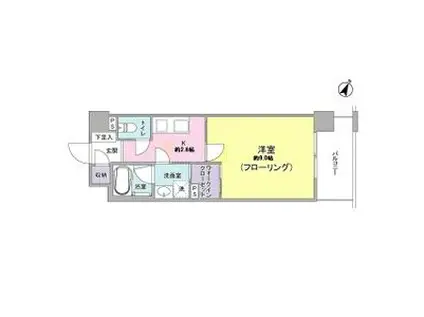 サウスヒルズ(1K/3階)の間取り写真