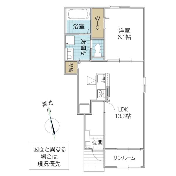 フェニックスB(1LDK/1階)の間取り写真