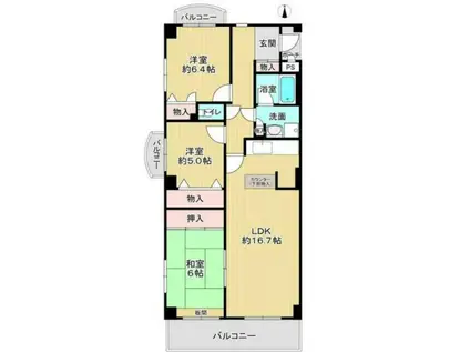 グリーンヒルII(3LDK/2階)の間取り写真