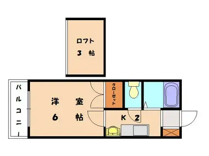 イマージュ香椎Ⅱ(1K/1階)の間取り写真