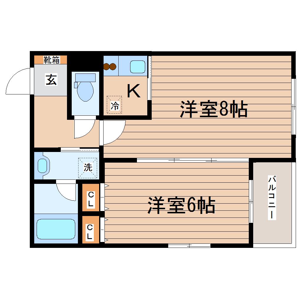 グランビュー晩翠通(1LDK/3階)の間取り写真