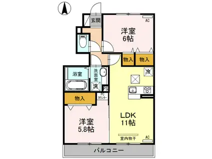 ヴェネレ/イルソーレ イルソーレ(2LDK/1階)の間取り写真