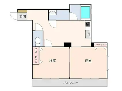 エクセル千葉(2DK/4階)の間取り写真