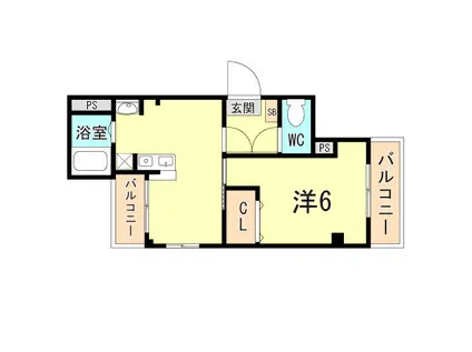 サニーパレス清水が丘(1DK/2階)の間取り写真