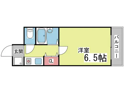 ツインコート六甲(1K/2階)の間取り写真