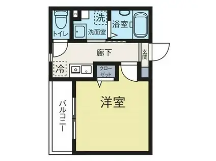 ウエスト CRYSTAL(1K/1階)の間取り写真