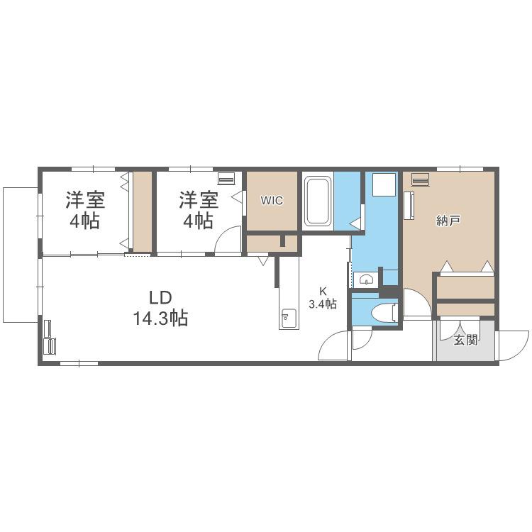 アルファスクエア円山北2条(3LDK/4階)の間取り写真