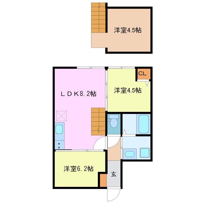 グランステイツ小郡(2LDK/1階)の間取り写真