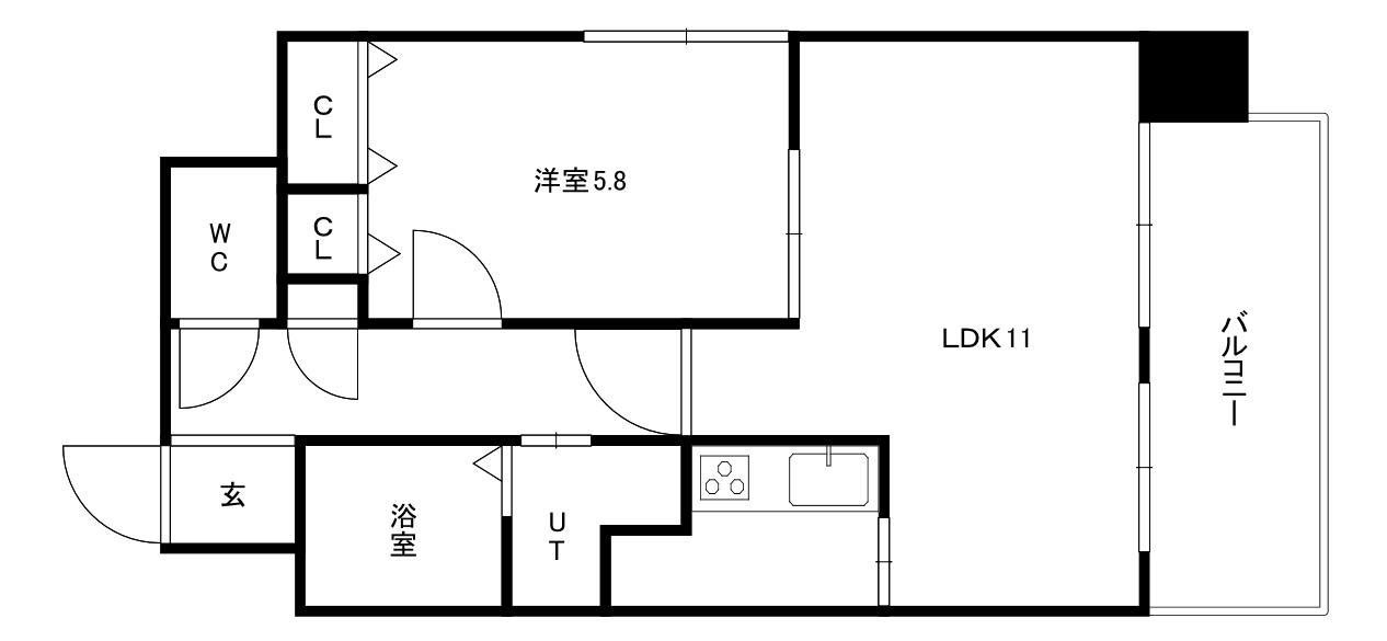 ティアラFCサイド(1LDK/5階)の間取り写真
