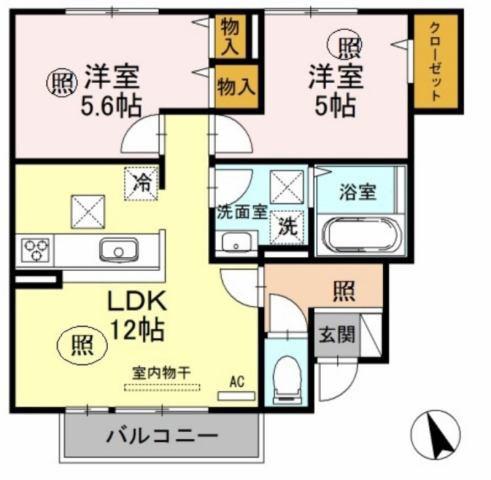 ヴィラ・フォレスティア(2LDK/1階)の間取り写真