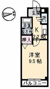 メゾンフローラ(1K/4階)の間取り写真