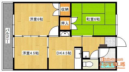 シティハイムけやき(3DK/2階)の間取り写真