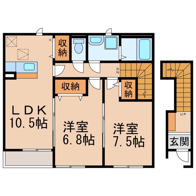 カームハウス(2LDK/2階)の間取り写真