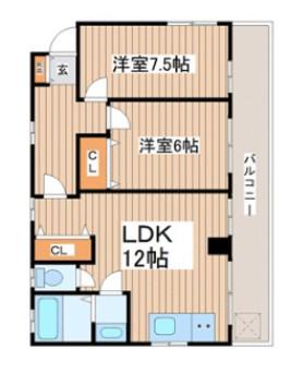 セリュール五反田(2LDK/4階)の間取り写真