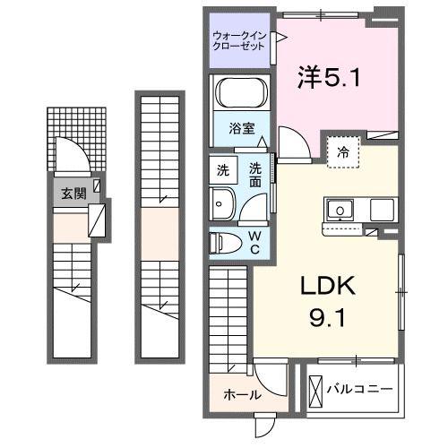 カーサ ミナト(1LDK/3階)の間取り写真
