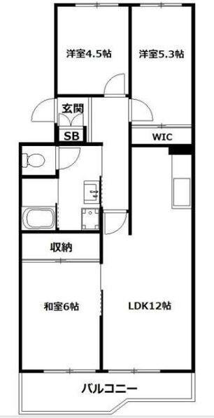 パラシオン西谷(3LDK/3階)の間取り写真