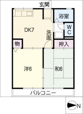 グリーンハイツ(2DK/2階)の間取り写真