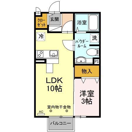 モナリエール(1LDK/1階)の間取り写真